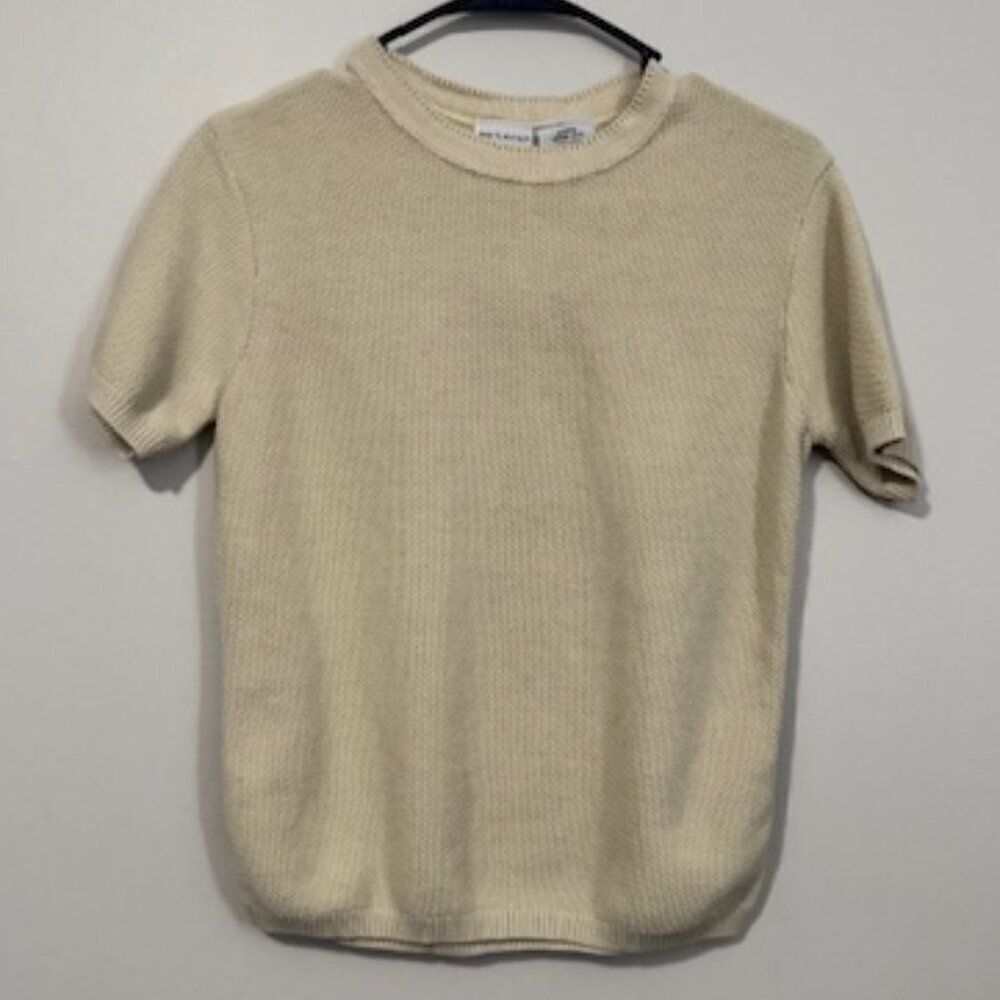 USED Woman's White Stag Short Sleeve Sweater Color Cream Size Large (12-14)